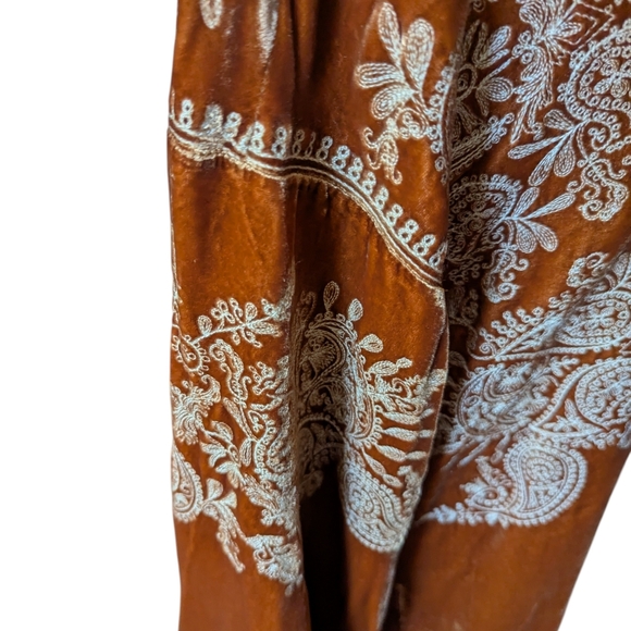 Sundance Dreams Harvest Caramel Orange Embroidered Velvet Tunic Whimsigoth XS - Picture 4 of 16